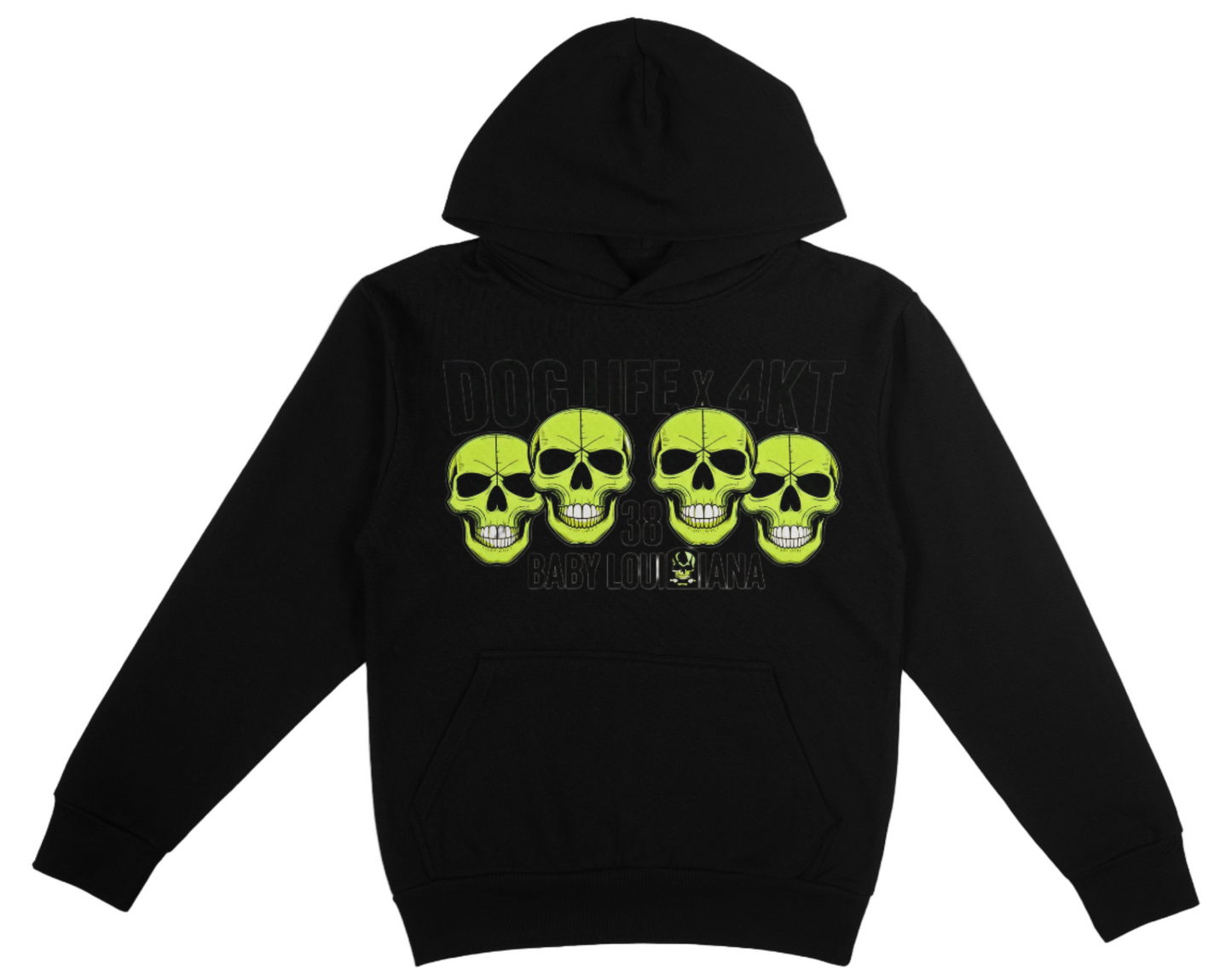 Black Skull Dog Life Hoodie