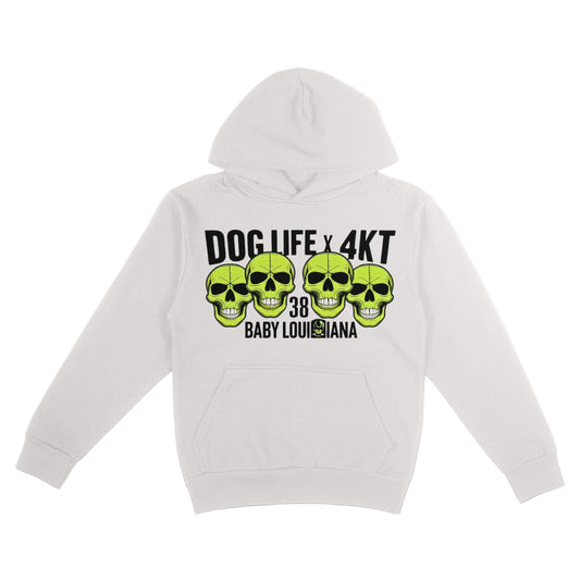 White Skull Dog Life Hoodie